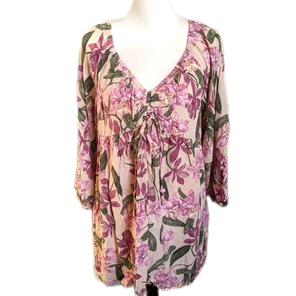 Kori mini dress, lavender purple floral, boho Bohemian, size L